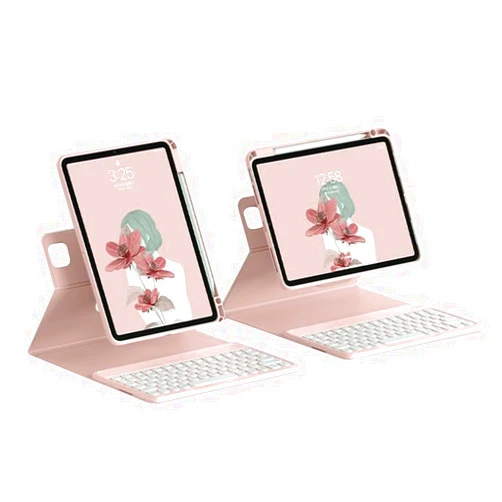 SENLAN Rotatable iPad 10 Keyboard case Magnet Detachable Transparent Back Cover iPad 10th Generation 2022 BT Keyboard with Pencil Holder Horizontal/Vertical Stand (iPad 10（2022）, Pink)