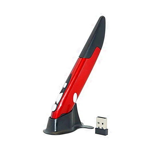 lychee Wireless Optical Pocket Pen Mouse, 2.4GHZ USB Wireless Optical Pen Mouse 800/1200/1600 DPI Adjustable Handwriting Mini Mice for PC Laptop Notebook Computer Mac (Red)