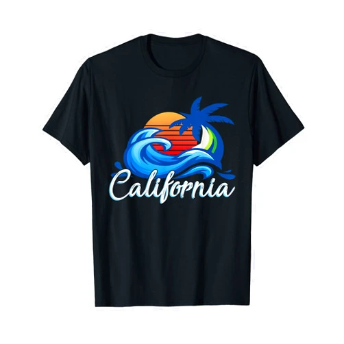 CA California State Californian Gifts Tropical Sunset Cali Beach Waves Surfing USA California T-Shirt