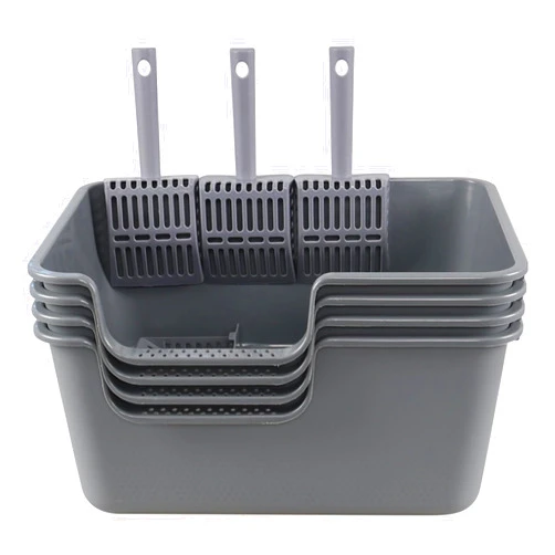 Esdiplot 4 Packs High Side Cat Litter Box with Scoop, Open Top Pet Litter Pan, (19.67