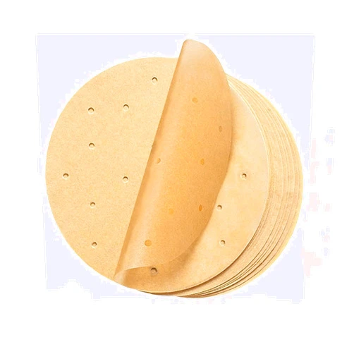 Chmentnanza Air Fryer Disposable Paper Liner, 100 Pcs Round with Holes Natural Parchment Paper Non-Stick, Air Fryer Liners Cooking Paper, Baking Roasting Microwave Frying Pan