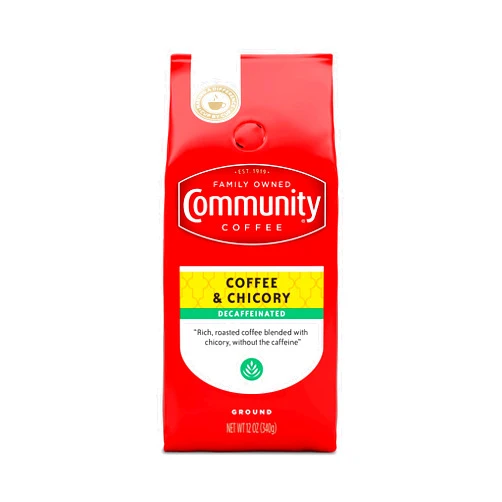 Community Coffee Decaf Coffee and Chicory 12 Ounce, Medium Dark Roast Ground Coffee, 12 Ounce Bag (Pack of 1)