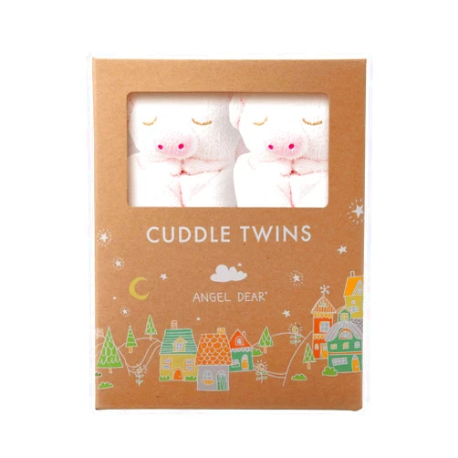 Angel Dear - Pink Piggy, Cuddle Twins Blankie Set