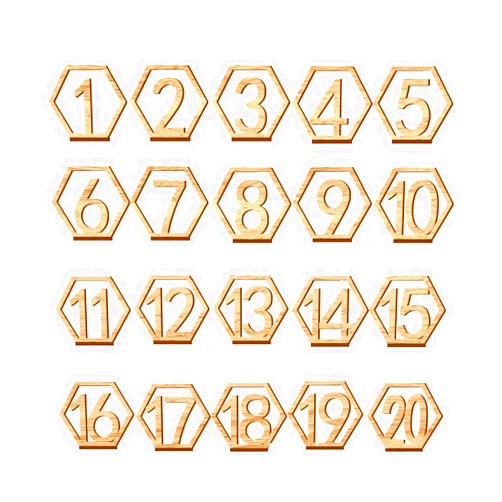 WildWave Rustic Wooden Table Numbers,Hexagon Shape 1-40 Wedding Table Numbers with Holder Base,Ideal for Wedding Event Party or Catering Decoration Supplies