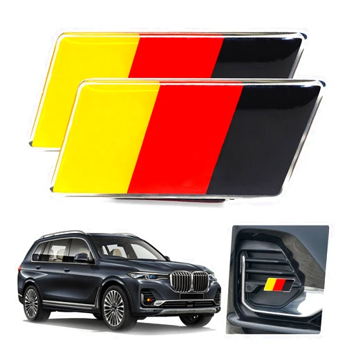 SOMUCH 2PCS German Flag Car Emblem Set - Tri-Color Aluminum Auto Badge for Car, SUV, Truck Grille, Bumper, Fender, Automotive Exterior Decorative Accessories