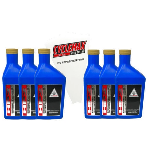 CYCLEMAX Six Pack compatible with Honda HP2 Synthetic 2 Stroke Oil Pint 08C35-AH21S01 Contains Six 16oz Bottles and a Funnel