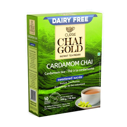 Cuppa Chai Gold Cardamom Chai | Dairy Free | Sweteend | Pack of 1 (10 Count)