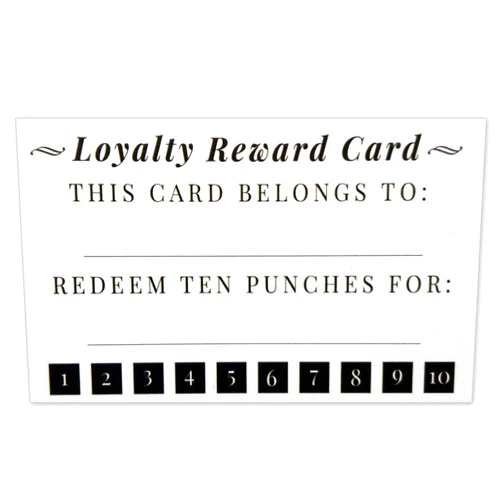 EDUCATES Customer Loyalty Punch Card - Business Card Size 3.5 x 2 Inches Incentive Cards - Pack of 50