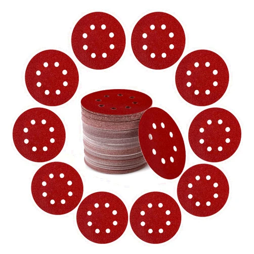 Tongbay 100 PCS 5 Inch Sanding Discs Hook and Loop Sandpaper for Random Orbital Sander 40 Grit