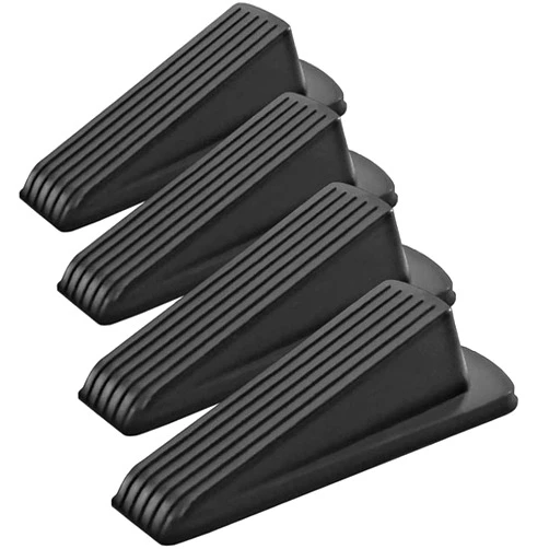 Yingrui 4 Pack Door Stopper , Large Rubber Door Stoppers Wedge with Multi Surface Design , Heavy Duty Door Stops , Non-Scratching Jammer -- Works On All Floor Types and Carpet