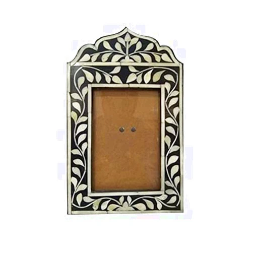 FAIR DEAL HANDICRAFTS Handmade Bone Inlay Black Floral Phot Frame