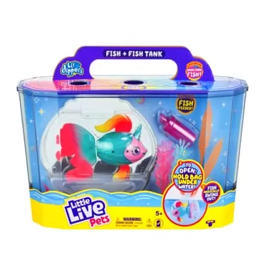 Little Live Pets - Lil' Dippers: Fantasea | Interactive Toy Fish & Tank , Magically Comes Alive in Water, Feed and Swims Like A Real Fish