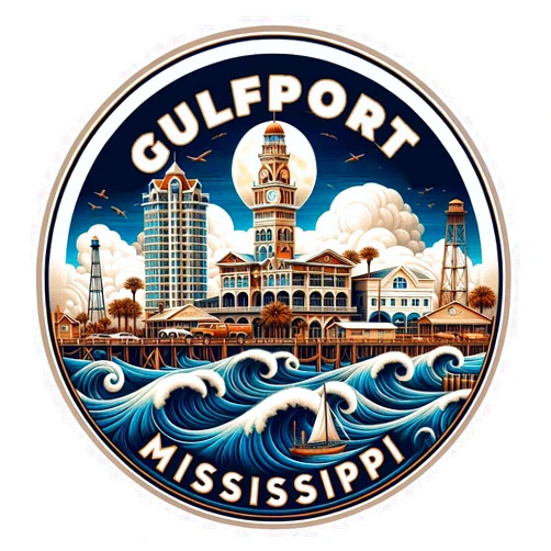 R and R Imports Gulfport Mississippi Souvenir Destination Die Cut Decorative Flat Magnet 2-Inch