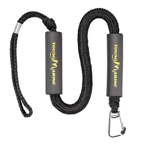 Young Marine Bungee Dock Lines, Bungee Shock Cords Bungee Docking Rope Mooring Rope for Boat,PWC,Jet ski,Pontoon,Kayak,Canoe,Power Boat,Watercraft (2PCS Black, 4 Feet with Spring Hook)