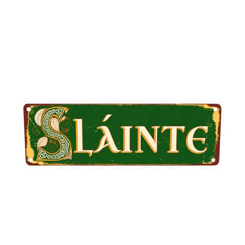 Fangyuaneel Slainte Sign for Kitchen Dining Room Tin Sign Home Restaurant Wall Decor Art Vintage Metal Signs Post Gifts for Women 4x16 inch