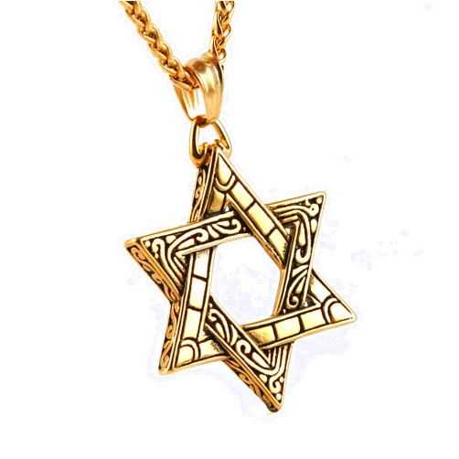 HZMAN Magen Star of David Pendant Necklace Women Men Chain Silver Stainless Steel Israel Necklace