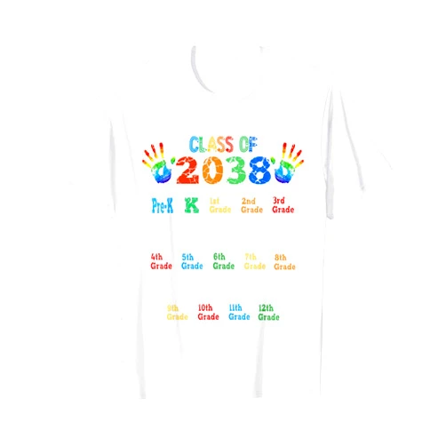 Back To School Class of - Grow With Me Handprint Class of 2038 Grow With Me Color Handprint Pre-K 12th Grade T-Shirt
