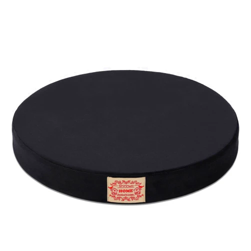 Shinnwa Round Chair Pad, Dual-Layer Memory Foam Round Seat Cushion for Chair with Velvet Cover, Black, 16