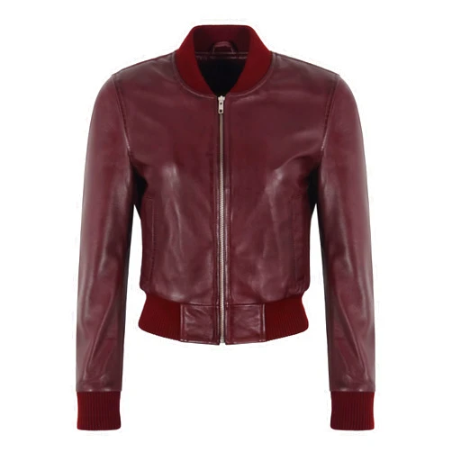 Carrie CH Hoxton Ladies Bomber Leather Jacket Short Body Cherry Waxed Style Casual Fashion Jacket 6092