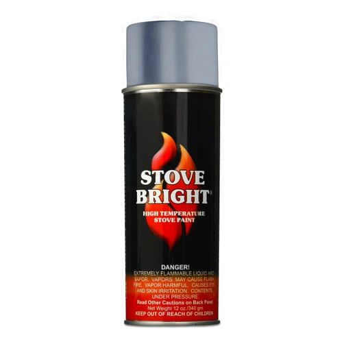 Woodeze Stove Bright High Temp Paint - Metallic Gray - 8118 | Heat Resistant Spray for Wood Stove BBQ Grill Fireplace Engine | Satin Finish | Rust Resistant Metal Coating | Withstands 1200°F | Primer Friendly
