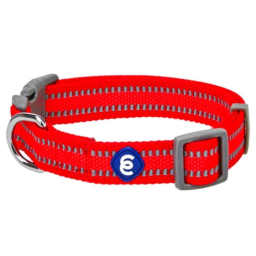 Blueberry Pet Essentials Matching Medium Dog Collar | Adjustable Classic Solid Color Nylon Dog Collars for Medium Dogs | Reflective Rouge Red Dog Collar for Medium Dogs