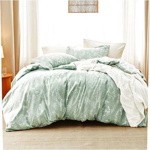 Bedsure Twin/Twin XL Comforter Set Dorm Bedding - Sage Green Comforter, Floral Twin/Twin Extra Long Bedding Comforter Set, 2 Pieces, 1 Reversible Botanical Flowers Comforter and 1 Pillow Sham