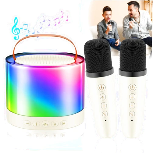 Mrinb Karaoke Machine for Kids Gifts,Portable Bluetooth Speaker with 2 Wireless Kids Mic,Variable Voice,Mini Toddler Karaoke Machine Toys, for Boys 3-12 Years Old Toddler Toys