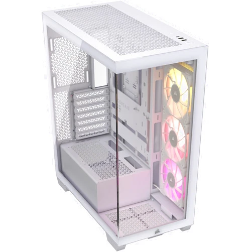 CORSAIR iCUE Link 3500X RGB Mid-Tower ATX PC Case – Panoramic Tempered Glass – Reverse Connection Motherboard Compatible – 3X CORSAIR iCUE Link RX120 RGB Fans Included – White