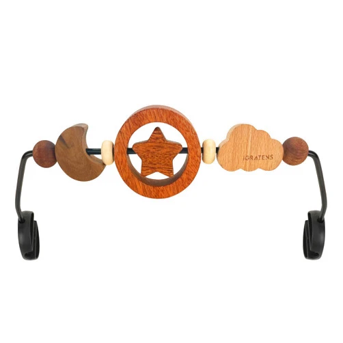 IGRATENS Baby Bjorn Bouncer Toy Bar, Toy Bar for Baby Bouncer, Baby Sensory Toy, Rotatable, Easy to Attach and Remove, Eco-Friendly Materials, Natural Wood