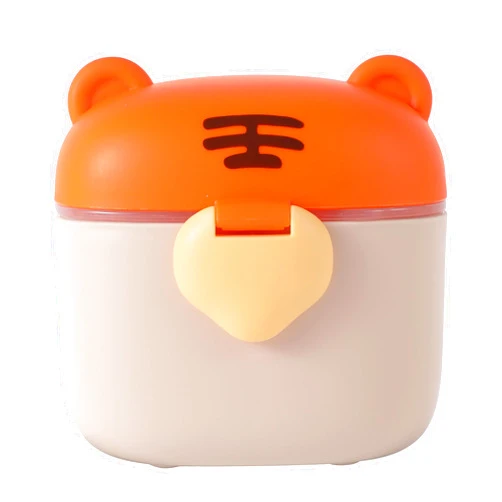 Liname Milk Formula Container - Powdered Milk and Baby Formula Dispenser, Baby-safe BPA-free Travel Food Storage with Strap Handle, Leveling Scraper, Scoop & Compartment - Tiger Design, 230g Capacity