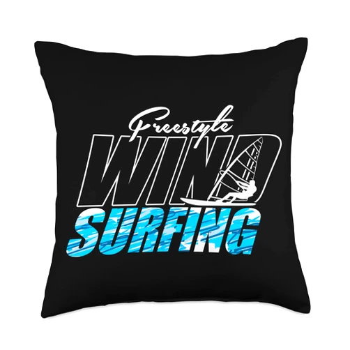 Surfing Windsurf Water Sports Sailboarding Gift Freestyle Windsurfing Surfboard Ocean Wave Surf Throw Pillow, 18x18, Multicolor