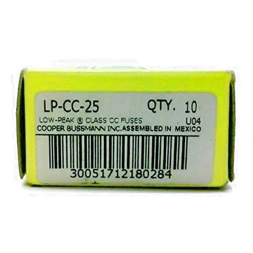 Bussmann Low Peak Time Delay Class CC Industrial Fuse LP-CC 25 Amp (4-PACK)