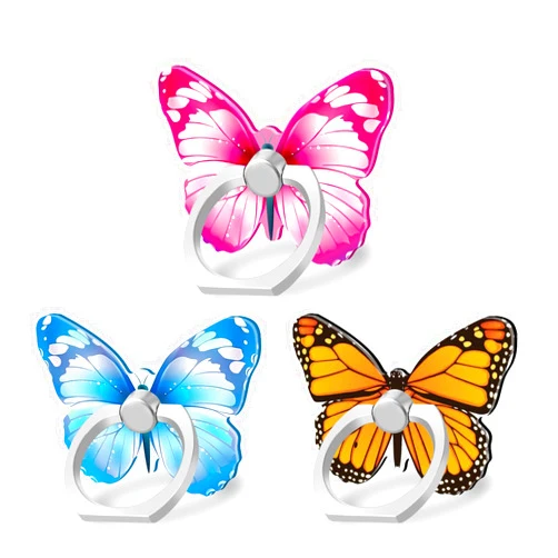 Bonoma Cute Butterflies Phone Ring Holder, 3 Pack Universal Finger Ring Stand Grip Kickstand Ring, 360° Rotation Universal Stylish Stand Compatible with All Smartphones