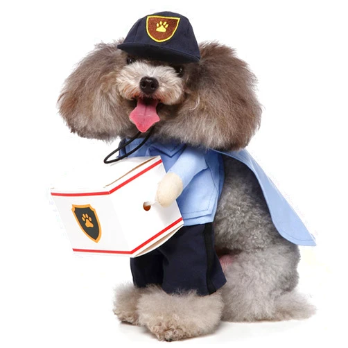 Pilipane Soft Funny Costumes Pet Suit with hat for Small Dogs and Cats, Pet Mail Carrier Costume, Dog Cat Pet Halloween Christmas Cosplay Prop Dressing up Party Apparel(S), Pet Mail Carrier Costume, Soft
