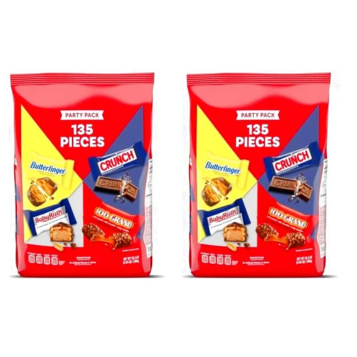 Butterfinger, CRUNCH, Baby Ruth and 100 Grand, Assorted Minis Chocolate Candy Bars, 55.3 oz bag, Bulk 270 Pack