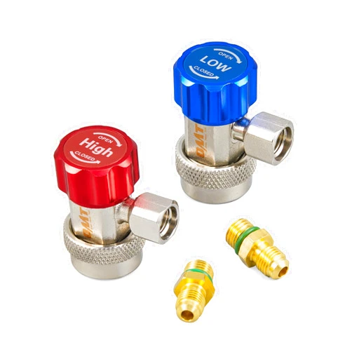 Orion Motor Tech R134a Quick Coupler Adapter, Adjustable R134a Adapters and AC Hose Fittings, HP and LP Connectors for R134a Car AC System Evacuation Recharging and More, 1/4