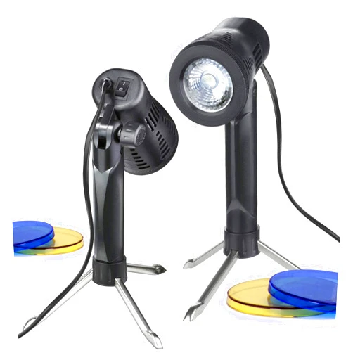 Julius Studio 2-Pack Portable Continuous LED Lamp, Table Top Mini Lighting Kit with Blue and Yellow Color Gel Filters, Photography Video Studio Set, JSAG349