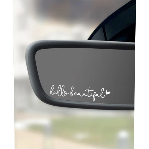 UBOG Car Decals,Car Window Decals,Decals for Vehicles,Car Accessories Car Window Stickers,Self Affirmations Decal,Hello Beautiful Mirror Decal,Rear View Mirror Sticker,Car Stickers for Women (White)