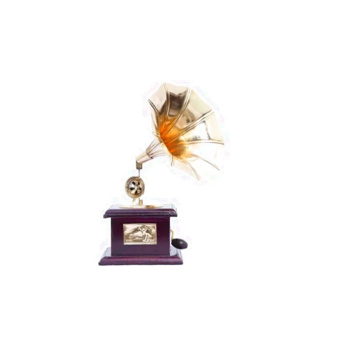 Generic Handcrafted Vintage Unique Elegant Brass Musical Miniature Dummy Brass Gramophone Showpiece