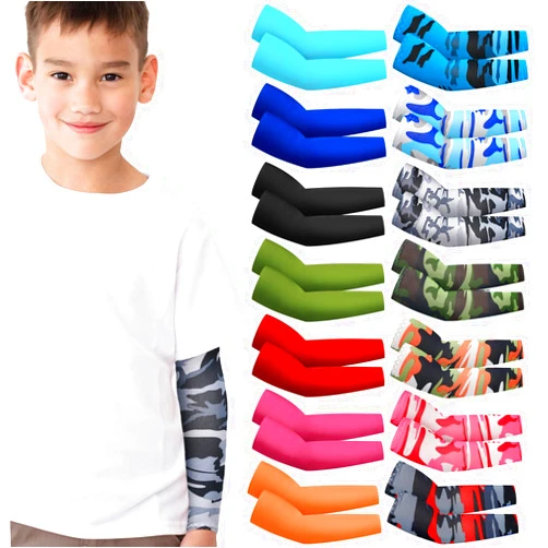 Mepase 14 Pairs Arm Sleeves for Kids UV Sun Protection Cooling Arm Compression Cover Boys Baseball Football Basketball Sport