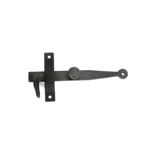 Renovators Supply Manufacturing Door Latch 6 in. Black Cast Iron Gate Latch/Barn Door Latch Lock with Knob Lever and Mounting Hardware