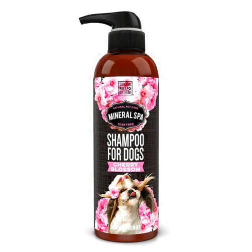 RELIQ Natural Mineral SPA Shampoo Cherry blossom for Dog/Puppy. No soap no Oatmeal Formula. Tear Free and Long Lasting Odor Control. Super Soft and Shiny Coat After wash.