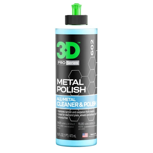 3D Metal Polish – Heavy Duty Car Metal Polish for Aluminum, Chrome, Brass, Copper, Silver – Removes Oxidation, Tarnish & Stains – 16oz – Made in USA