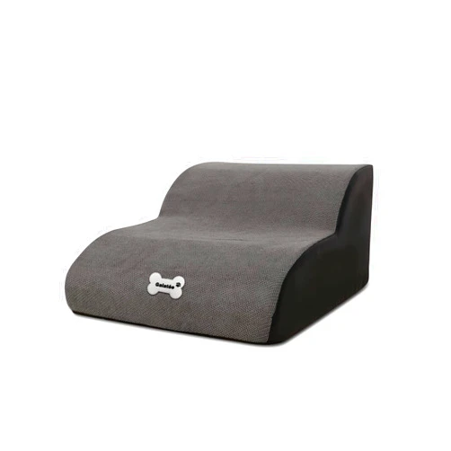BOSERMEN Pet Stairs, Washable & Zippered Cover Removable Pet Ramp, High Density Sponge Dog Stairs(2 Tiers Pet Stair, Grey)