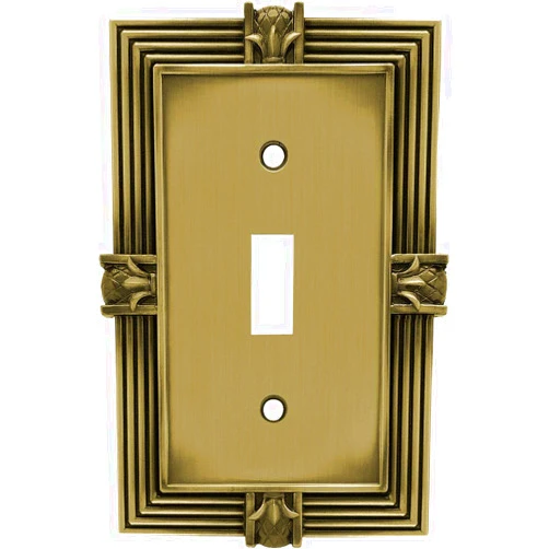 Franklin Brass Pineapple (1-Pack) Decorative Light Switch Cover Wall Plate Tumbled Antique Brass 1-Gang Toggle, Guards Electrical Outlet 64474