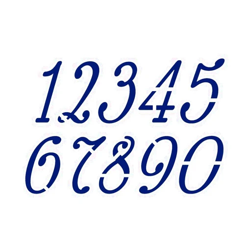 Handmade GLAZZY ITALIC Numbers Stencil - 2 Inch Antique Cursive Victorian Basic Fancy Font Address House Curb Mailbox Plastic Sheet S948-810