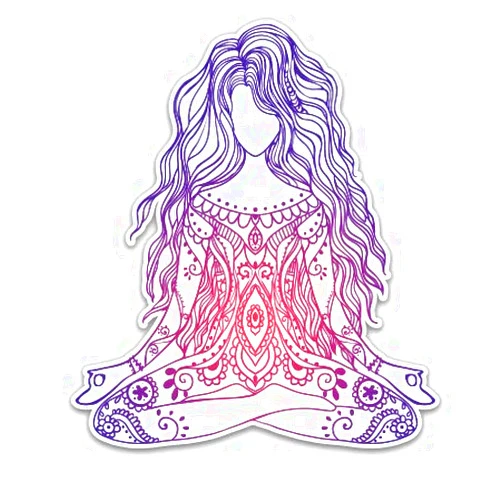 GT Graphics Express Sitting Yoga Girl Colorful - Vinyl Sticker Waterproof Decal
