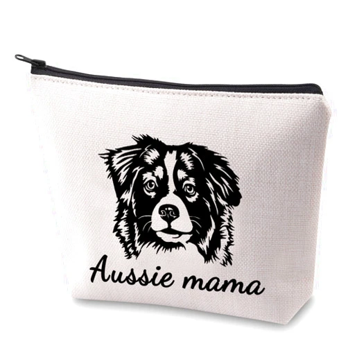 ZJXHPO Australian Shepherd Dog Owner Gift Funny Aussie Mama Cosmetic Bag Zipper Accessory Pouch (Aussie Mama)