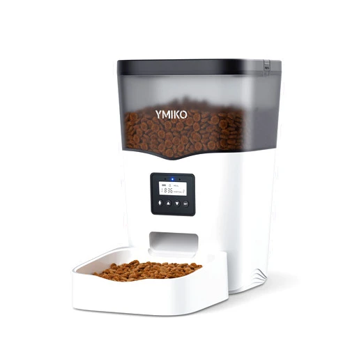 Ymiko Automatic Cat Feeder, Cat Food Dispenser with Voice Recorder, Timed Small Pet Feeder with Programmable Timer, 1-4 Meals Per Day, 3L/12.7 Cups Capacity