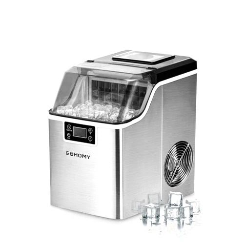 EUHOMY Ice Cube Maker Machine Countertop, 2 Ways to Add Water, 45Lbs/Day 24 Pcs Ready in 13 Mins, Self-Cleaning Portable Compact, with Ice Scoop & Basket, Perfect for Home/Kitchen/Office/Bar
